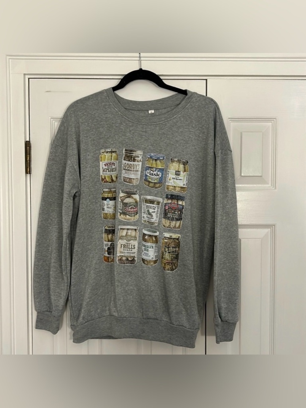 Pickle Graphic Sweatshirt Gray Medium Oversized Crewneck
